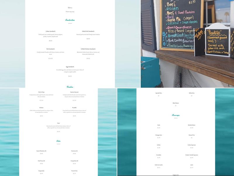 Nautical Cafe Menu
