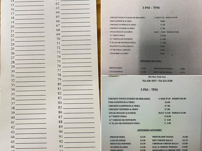 Kinloch VFD Lower Burrell VFC No. 1 Menu
