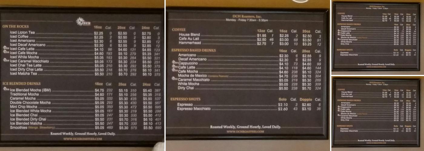 DCH Roasters Menu