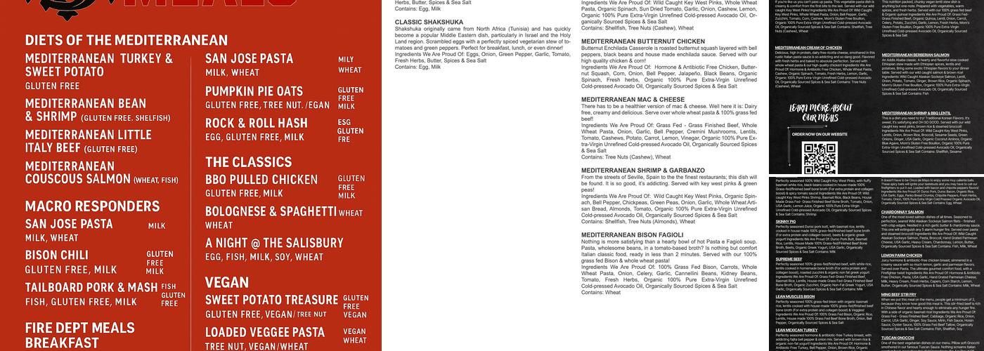 Fire Dept. Meals Menu