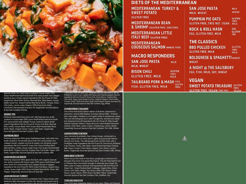 Fire Dept. Meals Menu