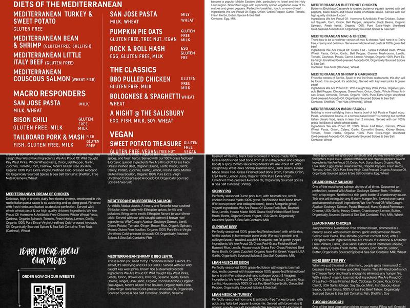 Fire Dept. Meals Menu