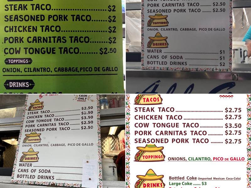 Manny's Tacos To Go Menu