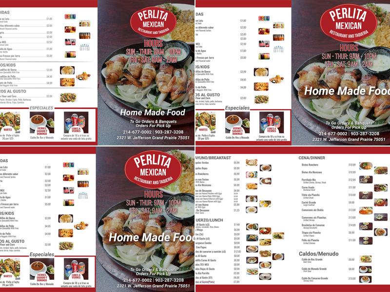 Perlita Mexican Restaurant y Taqueria Menu