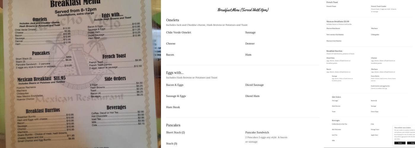 Rancho Viejo Menu