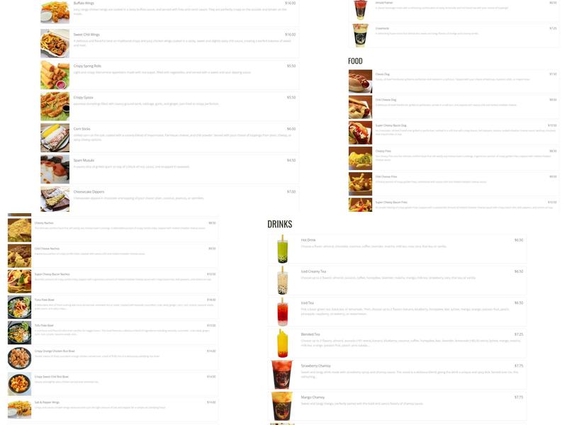 Bobablastic Menu