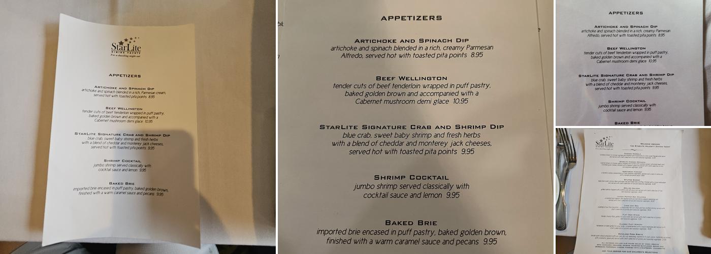 StarLite Majesty Menu