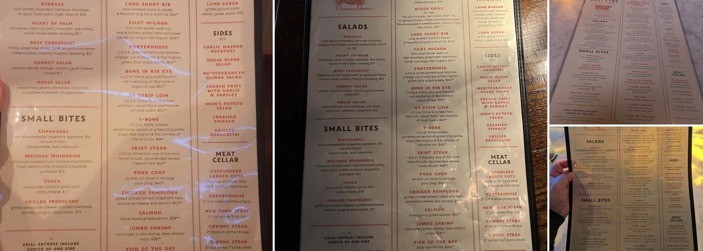 The Lost Fire Menu