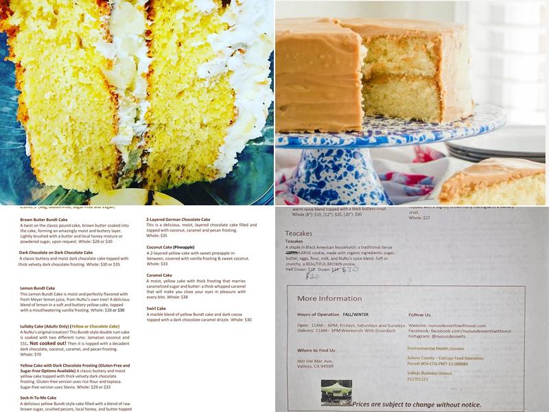 Nunu's Desserts with Soul Menu