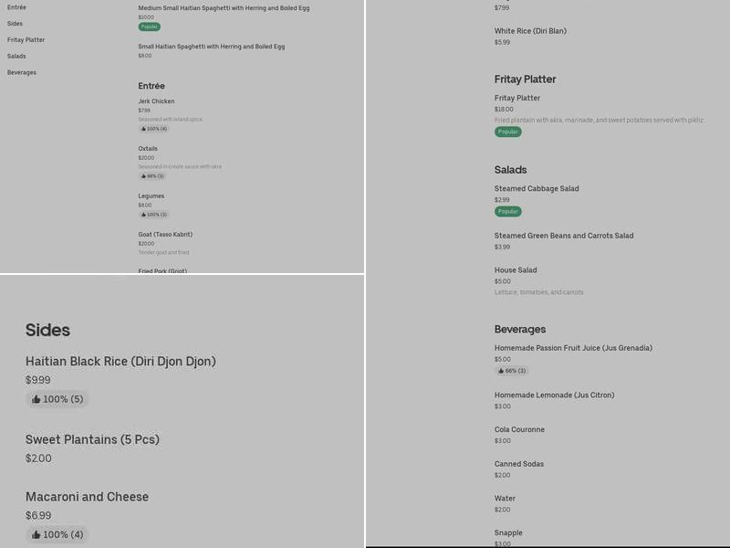 Akra Haitian Deli Menu