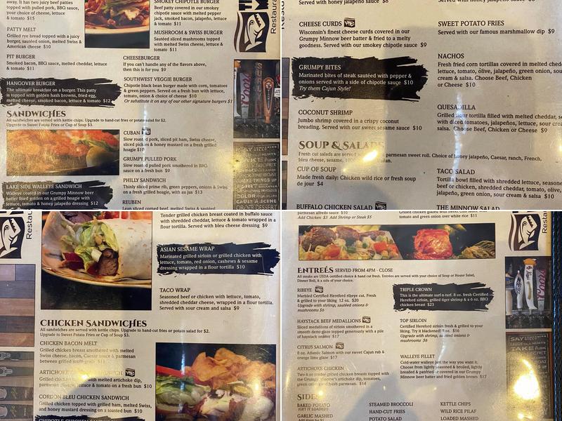 The Grumpy Minnow Center City Menu