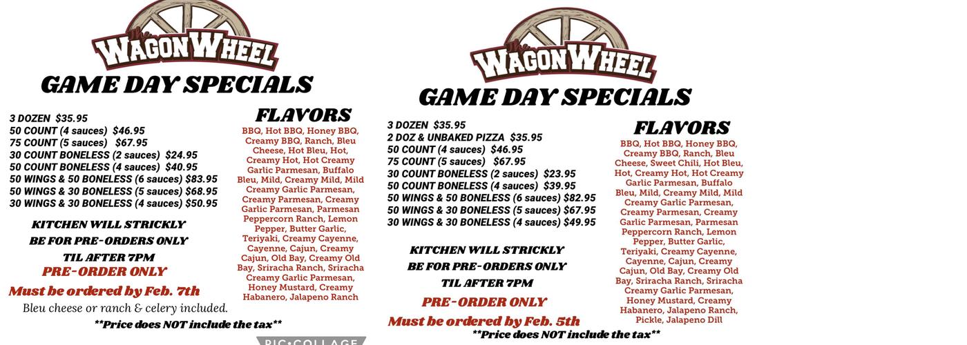 Wagon Wheel Menu