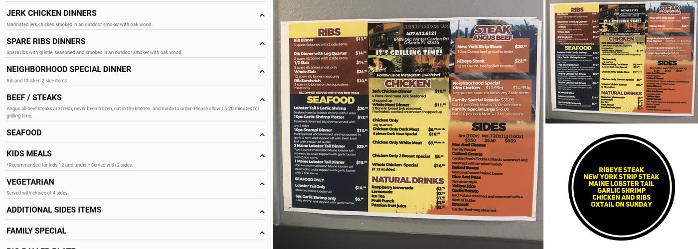 407 Chef BBQ Menu