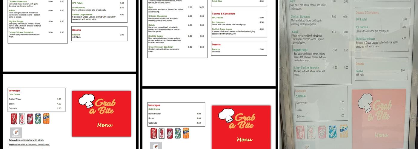 Grab A Bite Menu