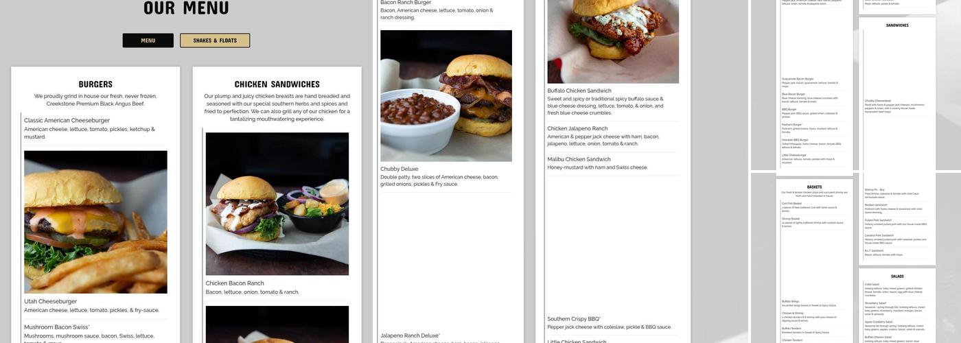 Chubby's Cafe Vineyard Menu