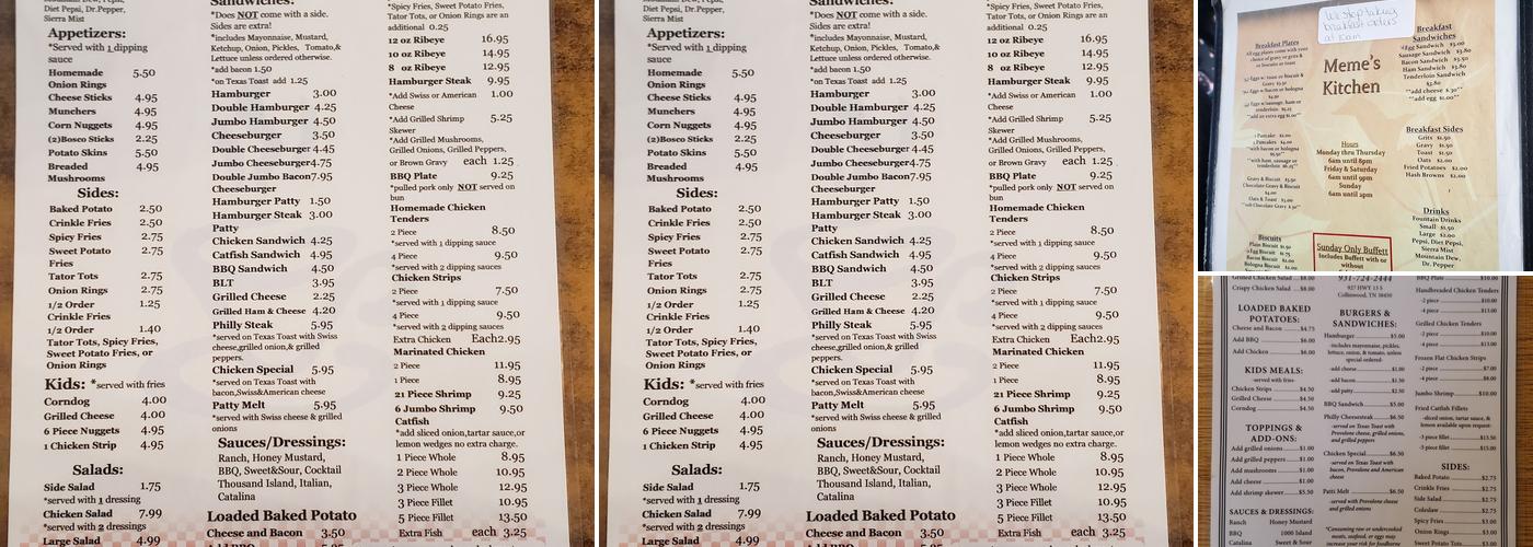 Bucket’s Menu