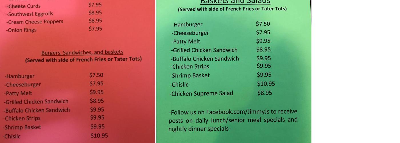 Jimmy J's Menu