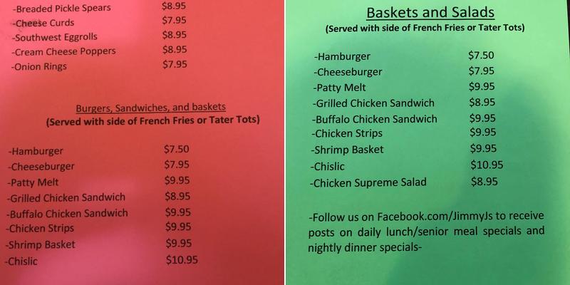 Jimmy J's Menu
