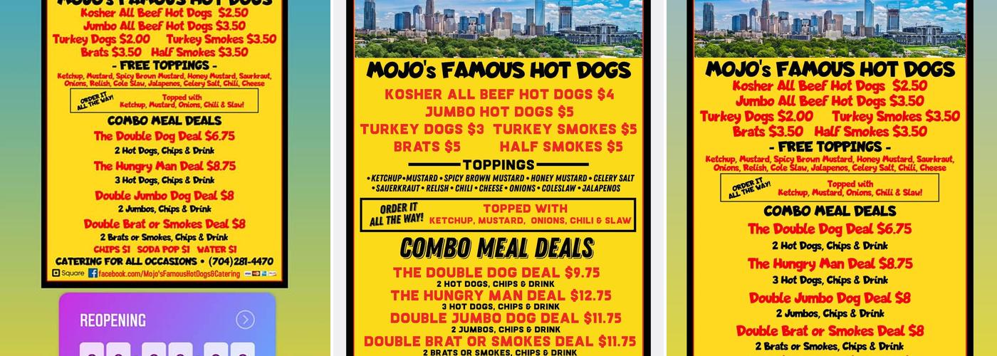 Mojo's Famous Hot Dogs Menu