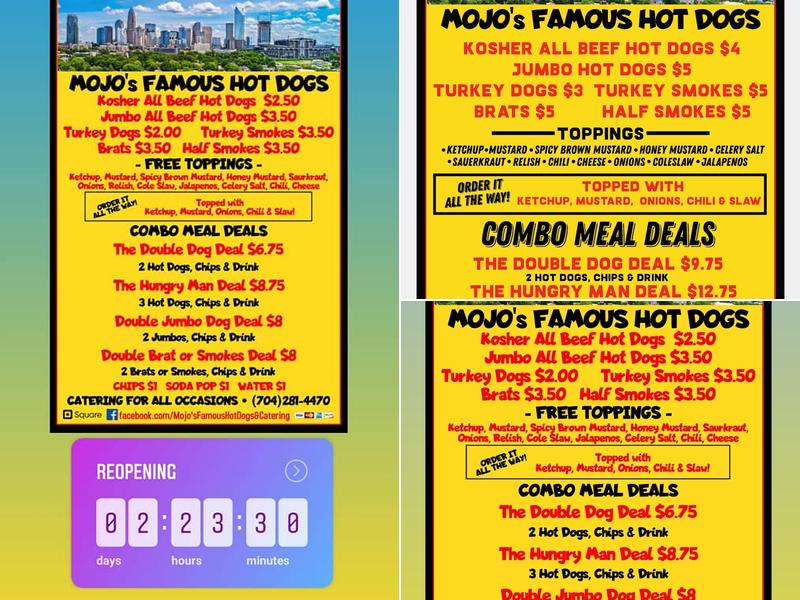 Mojo's Famous Hot Dogs Menu
