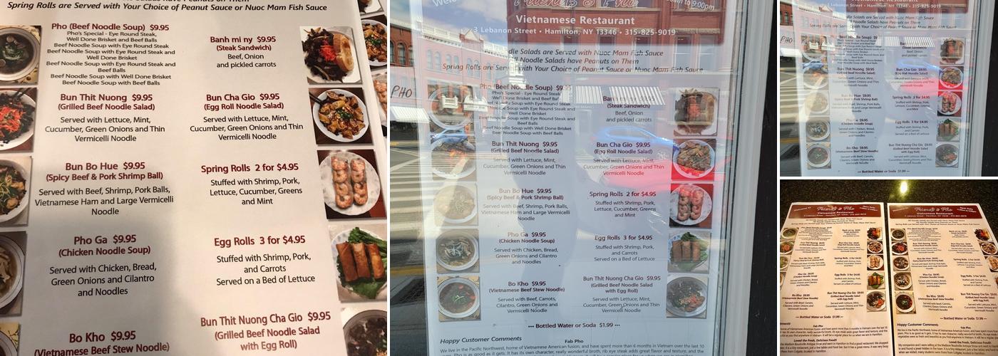 Friends And Pho Menu