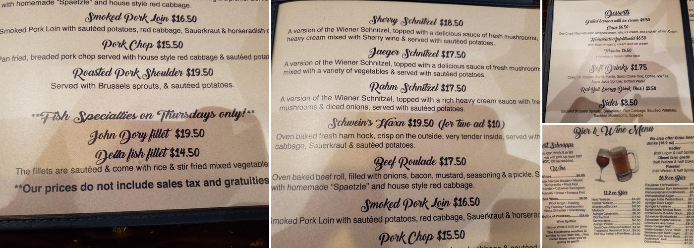 Cafe Bahnhof German Restaurant & Biergarten Menu