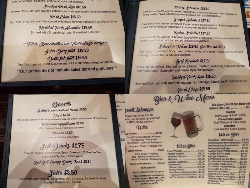 Cafe Bahnhof German Restaurant & Biergarten Menu