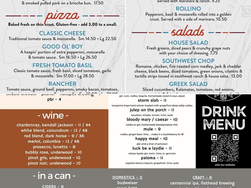 Saddlehorn Marina Menu