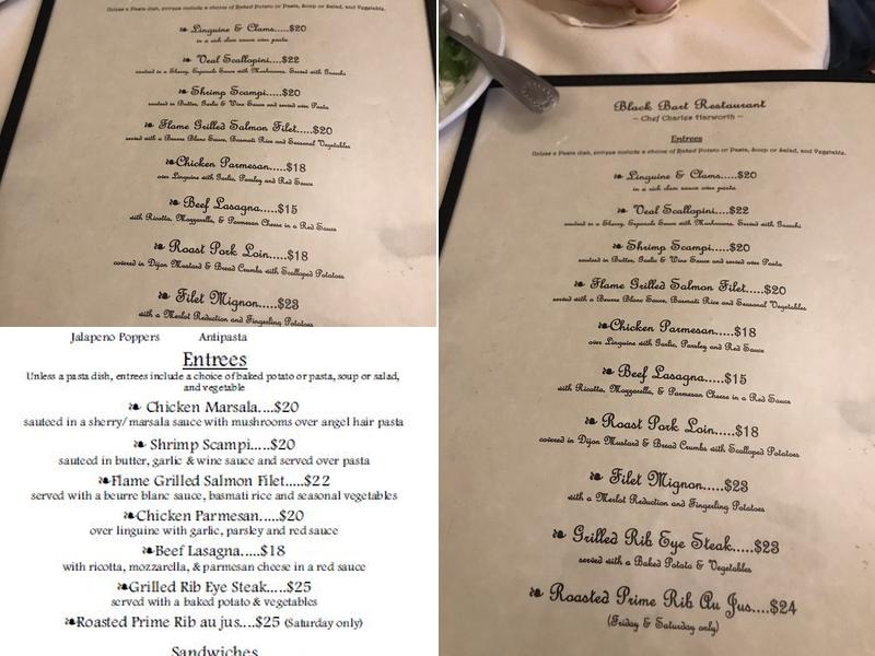Black Bart Inn Menu