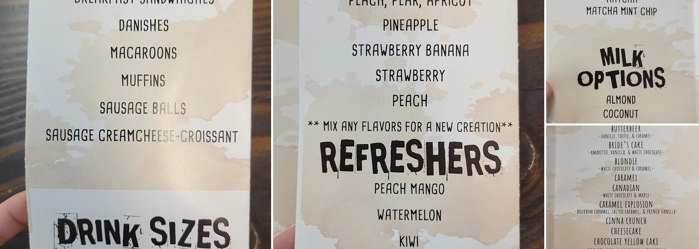 Mugged Coffee Shop Menu