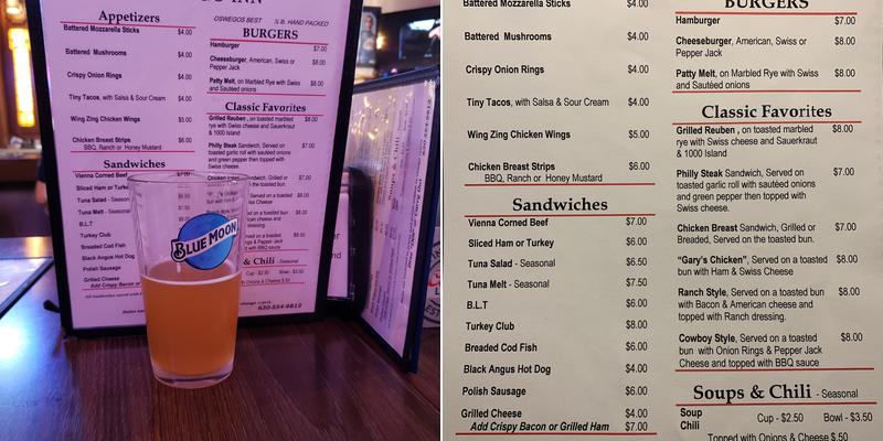 Oswego Inn Menu