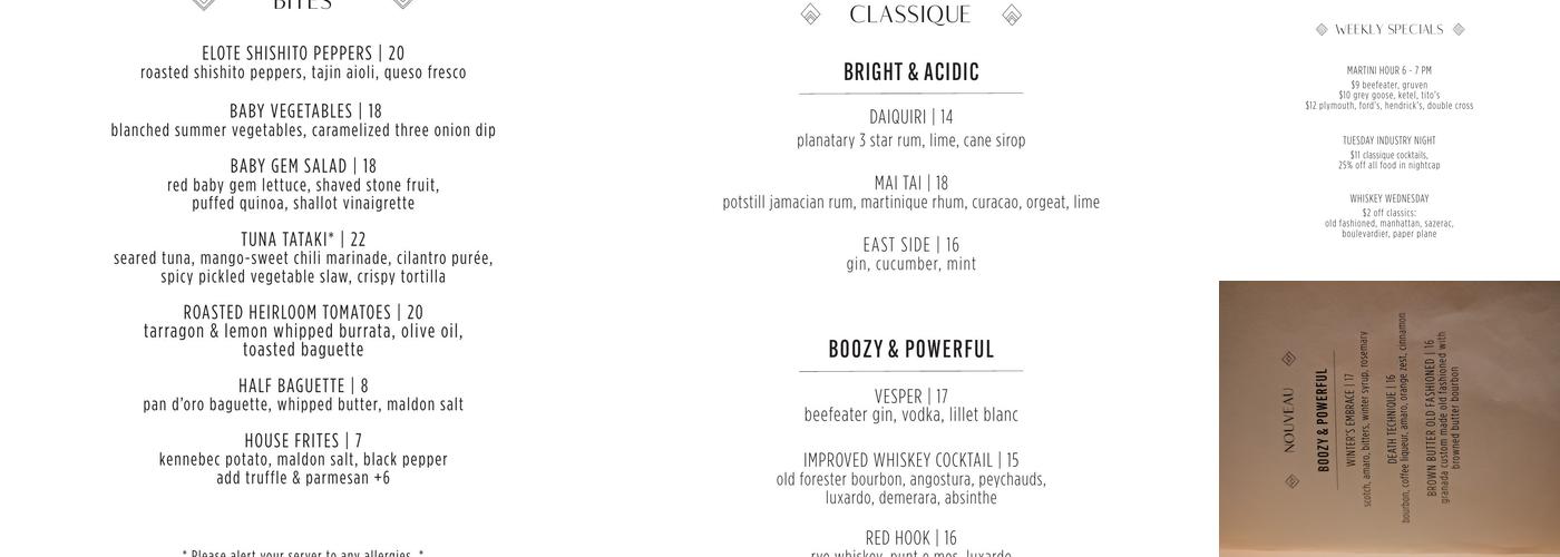 Nightcap Menu
