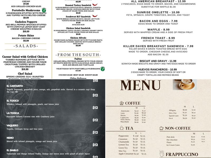 Saddle & Spur Menu