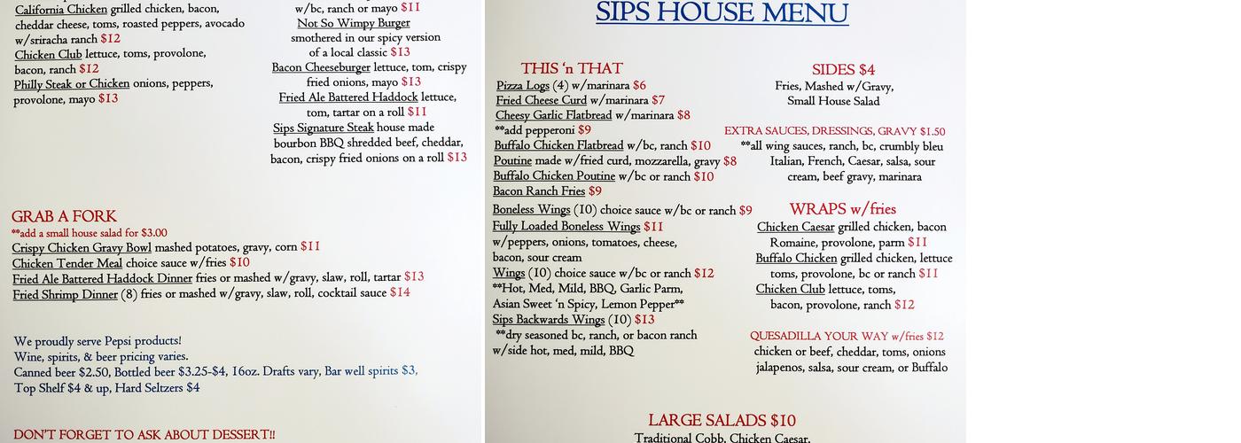 Sips Menu