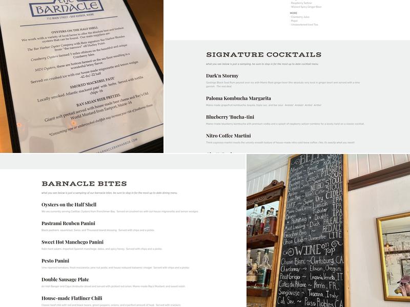 The Barnacle Menu