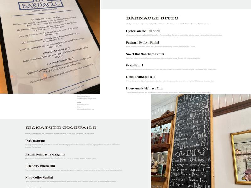 The Barnacle Menu