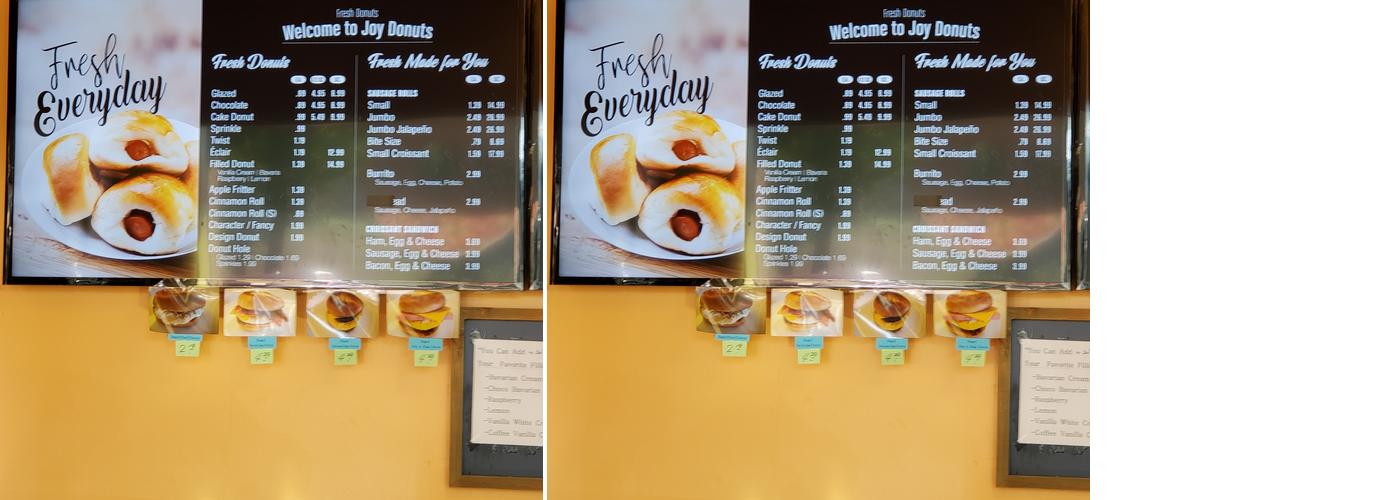 Joy Donuts Menu