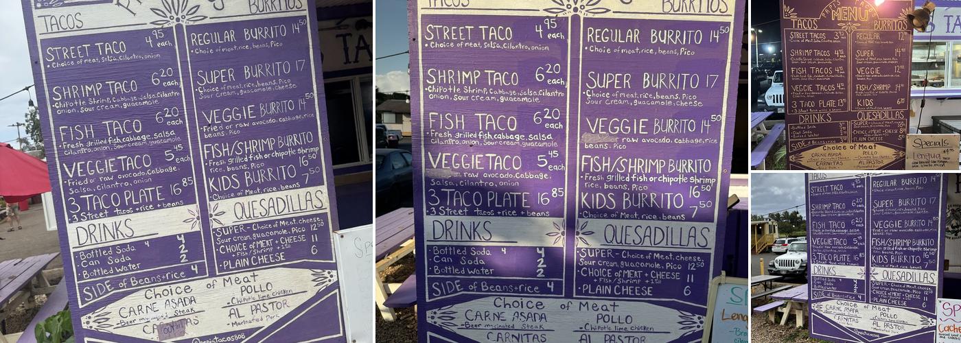 Papi’s Tacos Menu