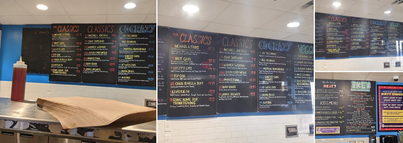 Ike's Love and Sandwiches Menu