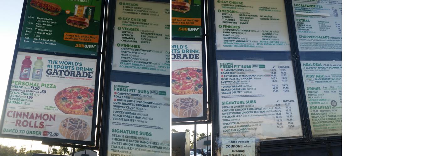 Subway Menu