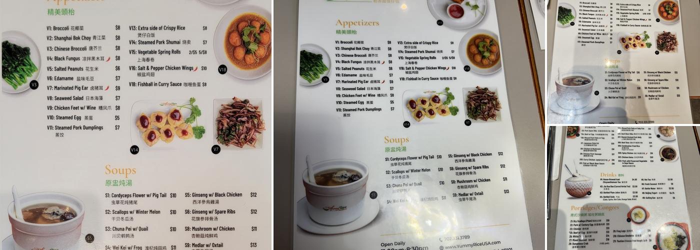 Yummy Rice Menu