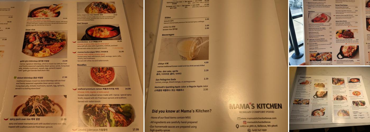 Mama’s Kitchen Menu