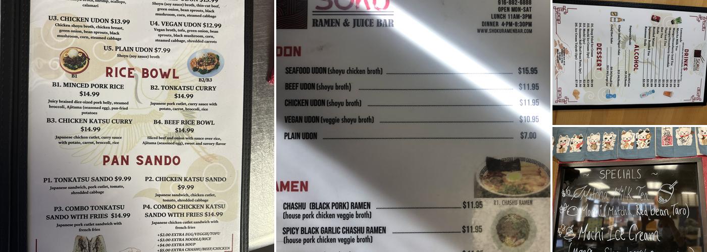 Soku Ramen Bar Menu