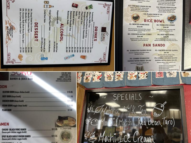 Soku Ramen Bar Menu