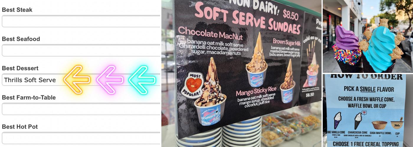 Thrills Soft Serve Menu