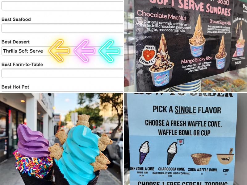 Thrills Soft Serve Menu
