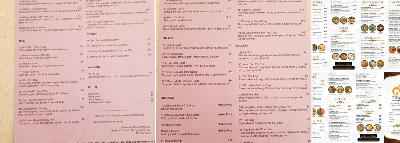 Thai 99 Menu