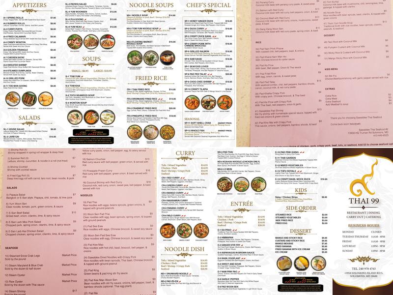 Thai 99 Menu