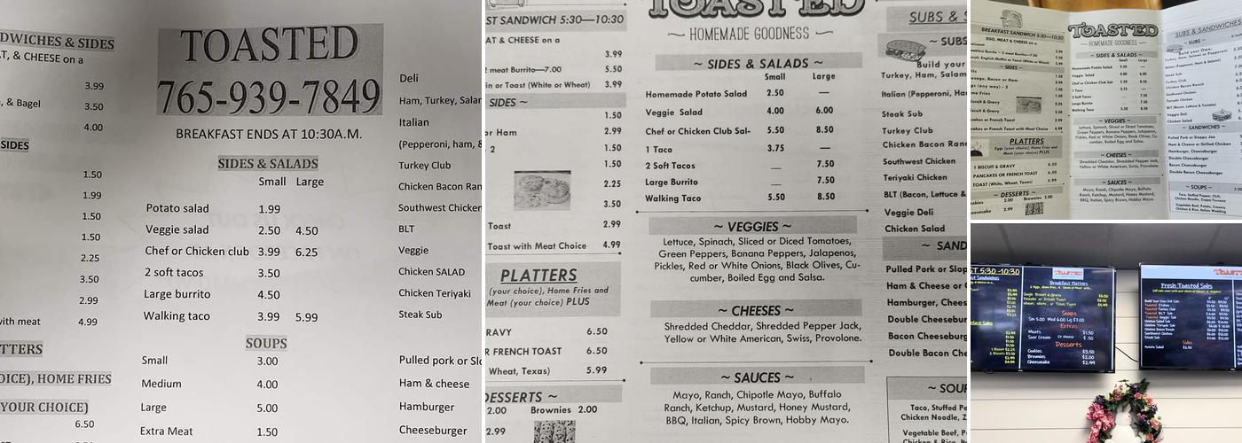 Toasted Menu