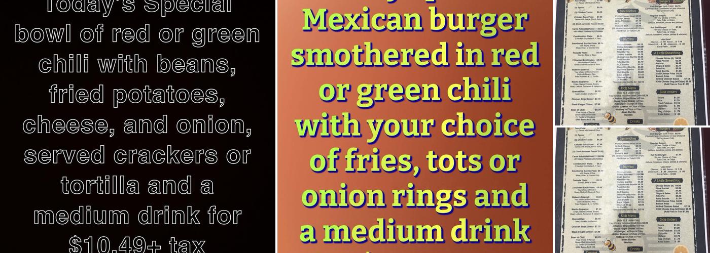 Rubee's Diner Menu